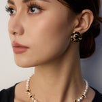 Eyes Shaped Black Agate Pearl Necklace Gembea Jewelry