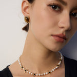 Eyes Shaped Black Agate Pearl Necklace Gembea Jewelry