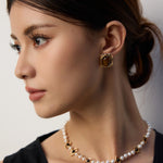 Eyes Shaped Black Agate Pearl Necklace Gembea Jewelry