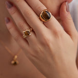 Tiger's Eye Stone Open Ring-Gembea Jewelry