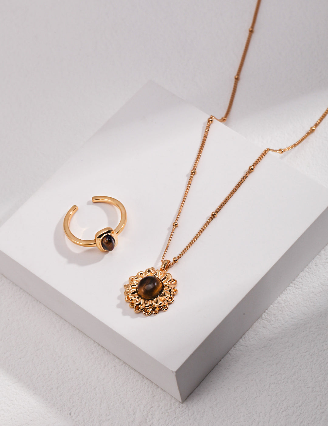 Sunflower Tiger's Eye Stone Necklace-Gembea Jewelry
