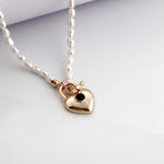 OT Buckle Heart Rice Pearl Necklace-Gembea Jewelry