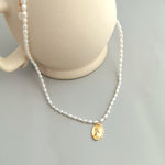 Queen Gold Pendant Rice Pearl Necklace-Gembea Jewelry
