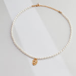 Queen Gold Pendant Rice Pearl Necklace-Gembea Jewelry