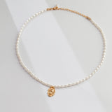 Queen Gold Pendant Rice Pearl Necklace-Gembea Jewelry