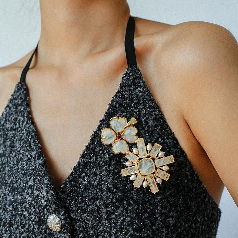 pearl brooch, gemstone brooch-gembea jewelry