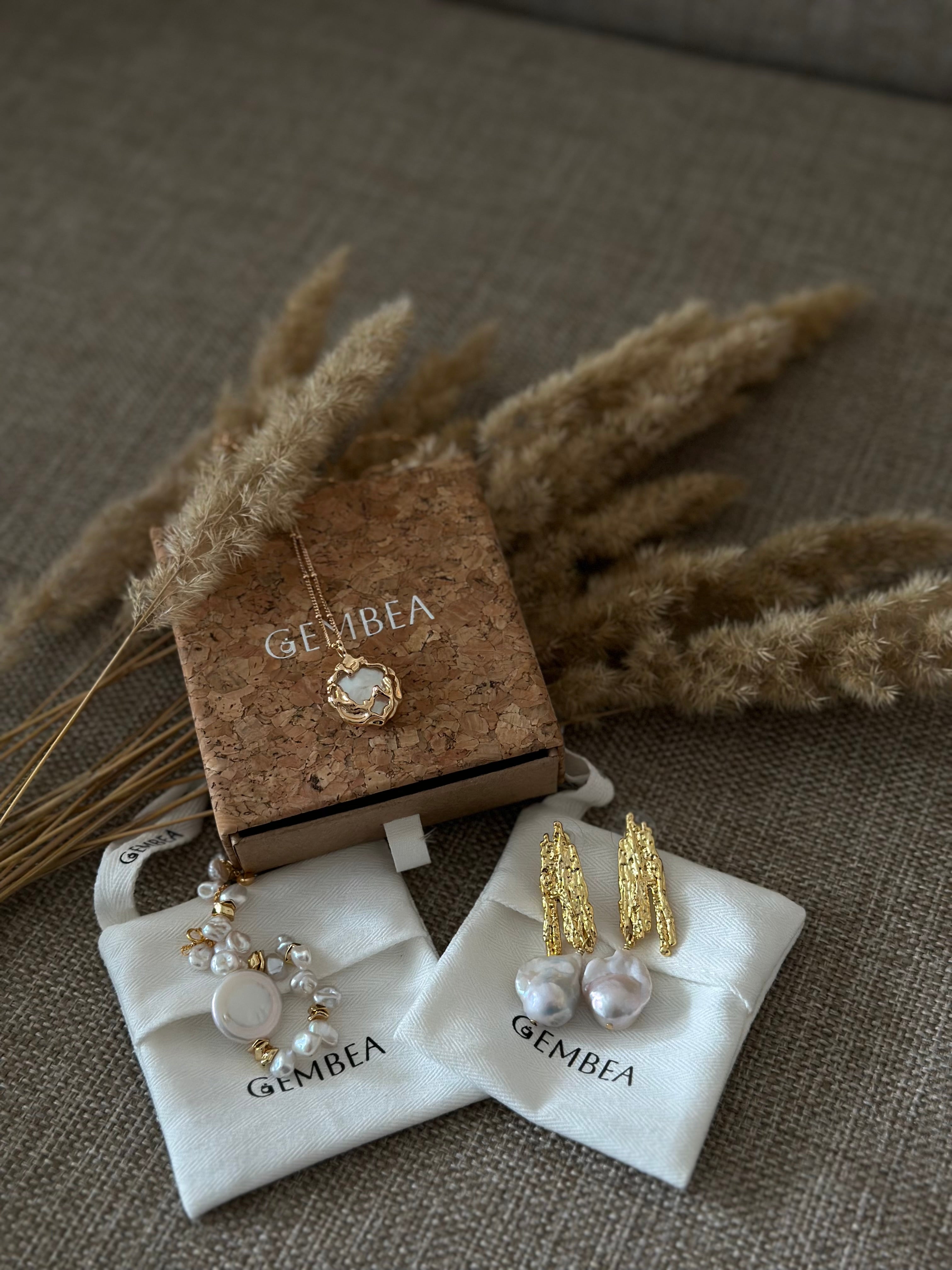 Baroque pearl necklace, earrings and bracelet-Gembea Jewelry