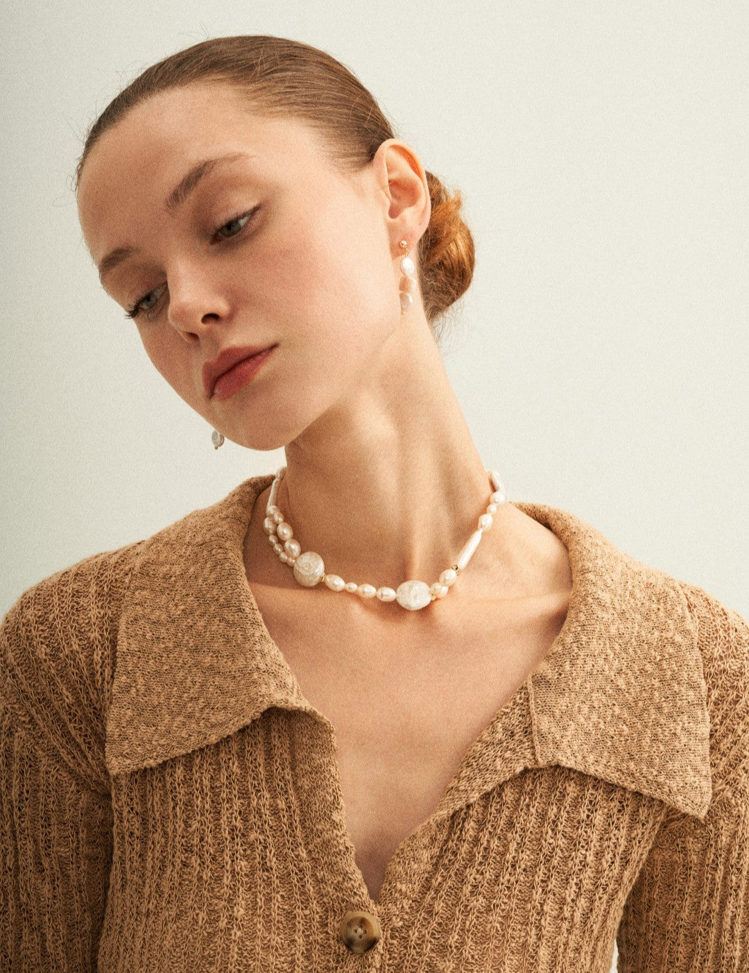 French Style Round Baroque Pearl Choker Necklace