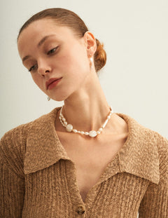 French Style Round Baroque Pearl Choker Necklace