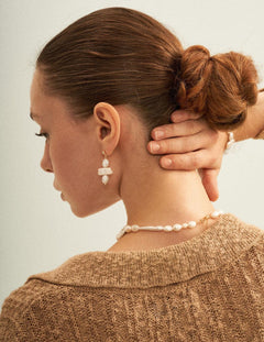 Circle Baroque Pendant Pearl Drop Earrings - Gembea Jewelry