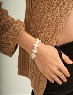 Square Round Beaded Baroque Pearl Bracelet - Gembea Jewelry