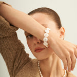 Flat Round Baroque Beaded Pearl Bracelet