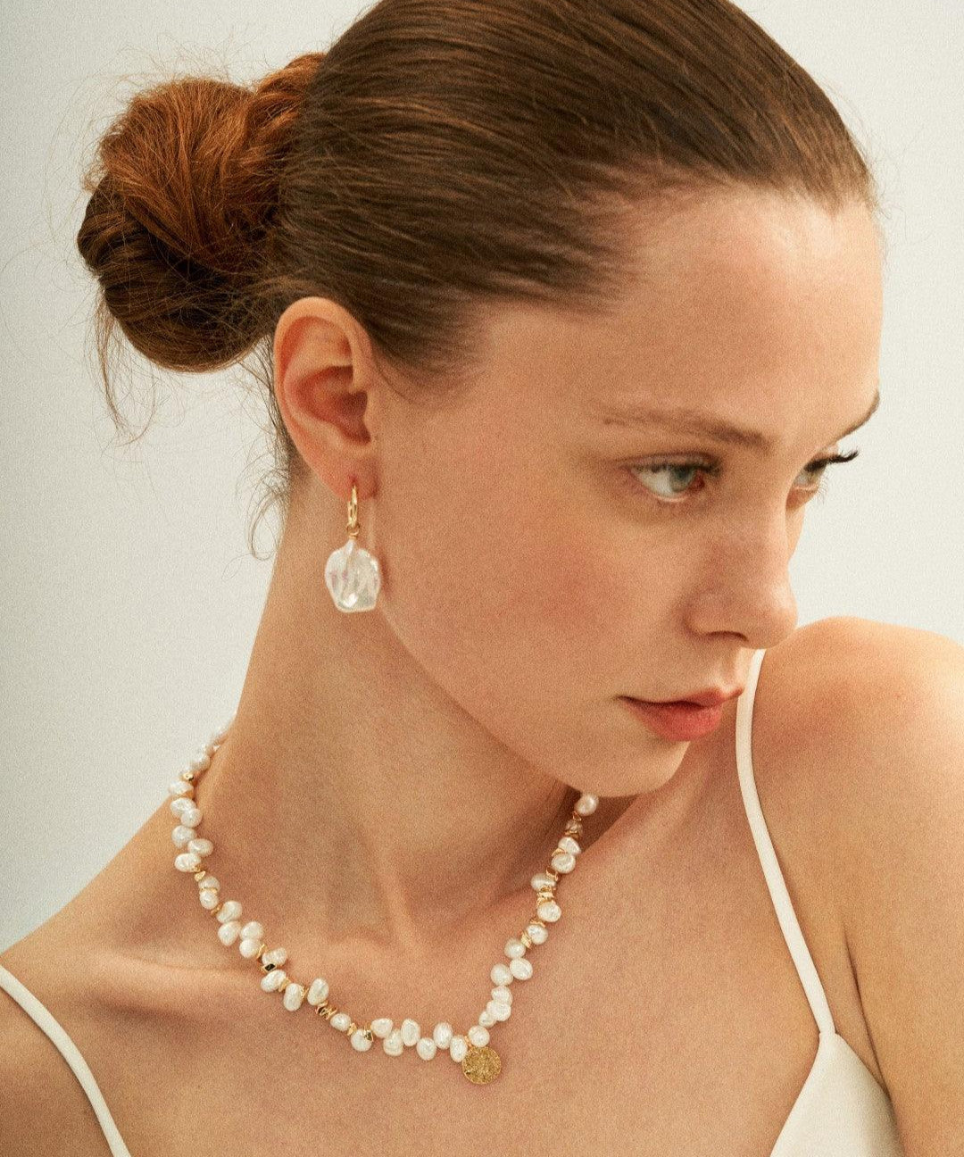 Petal Baroque Pendant Hoop Earrings - Gembea Jewelry