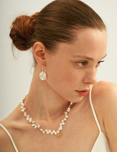 Petal Baroque Pendant Hoop Earrings - Gembea Jewelry