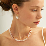 Three Layers Pink Freshwater Pearl Beaded Necklace