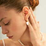 Love Heart Baroque Pearl Hoop Earrings