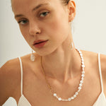 Double Chain Small Circle Baroque Pearl Necklace