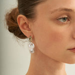 18K Gold Baroque Pendant Pearl Earrings