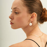 Round Pendant Baroque Pearl Earrings