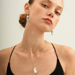 Silver Chain Baroque Pearl Pendant Necklace