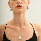 Silver Chain Baroque Pearl Pendant Necklace