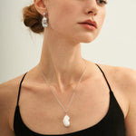 Silver Chain Baroque Pearl Pendant Necklace