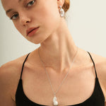 Silver Chain Baroque Pearl Pendant Necklace