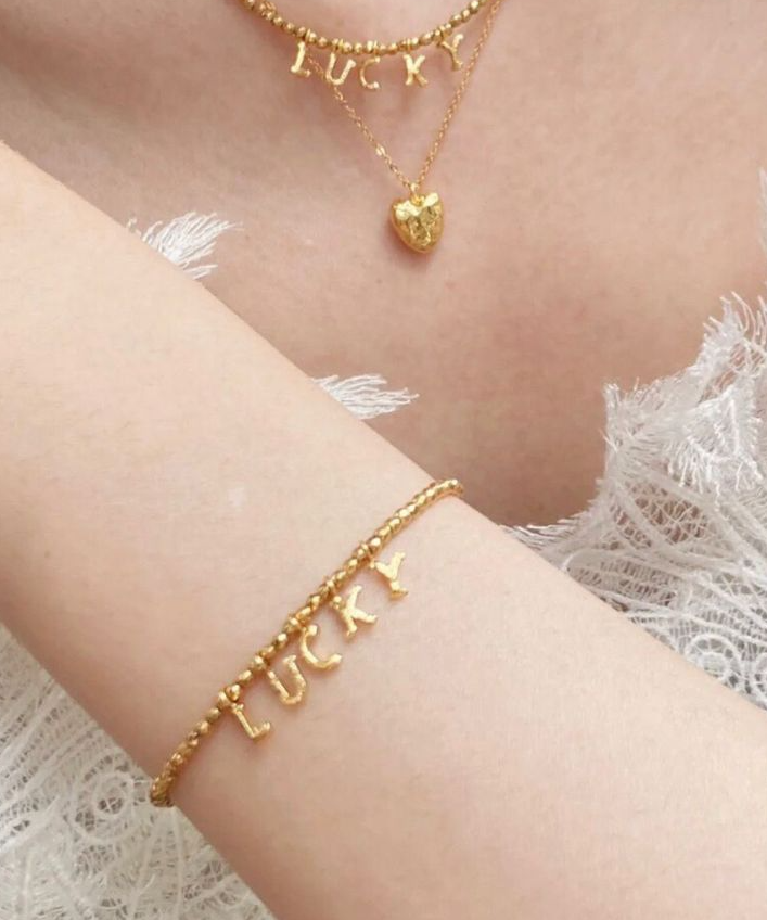 Laser Bead Lucky Letter Bracelet-Gembea Jewelry