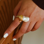 Natural Baroque Pearl Open Ring