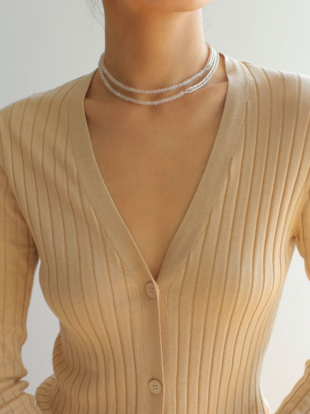 Pearl White Agate Long Necklace