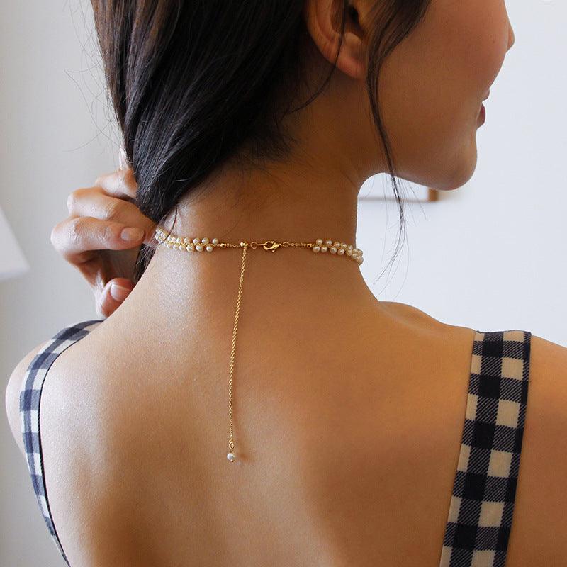 Love and the City Pull Pearl Choker Necklace - Gembea Jewelry