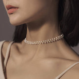 Pull Adjustable Pearl Braided Choker Necklace