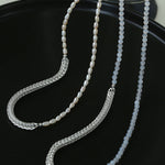 Pearl White Agate Long Necklace