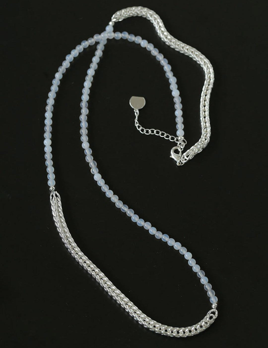 Pearl White Agate Long Necklace - Gembea Jewelry