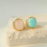 Vintage Natural Stone Square Open Ring