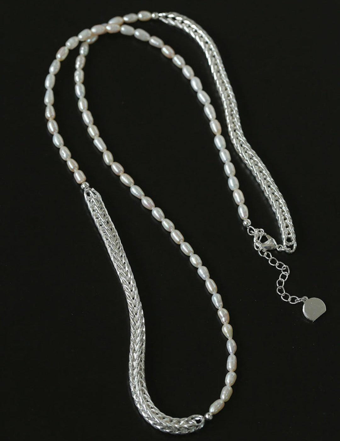 Pearl White Agate Long Necklace - Gembea Jewelry