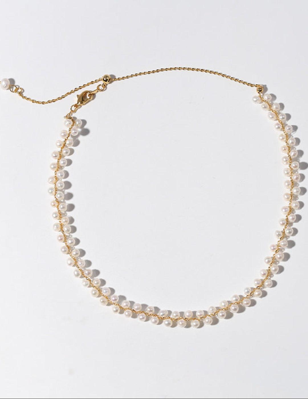 Love and the City Pull Pearl Choker Necklace - Gembea Jewelry