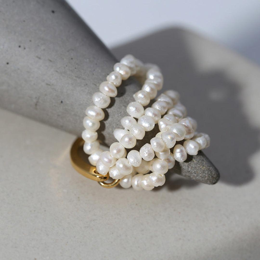 Hand-woven Multi-layer Small Rice Pearl Ring - Gembea Jewelry