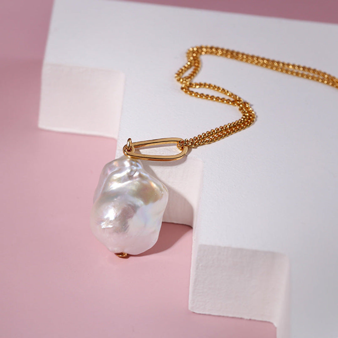 Baroque Pearl Pendant Long Necklace