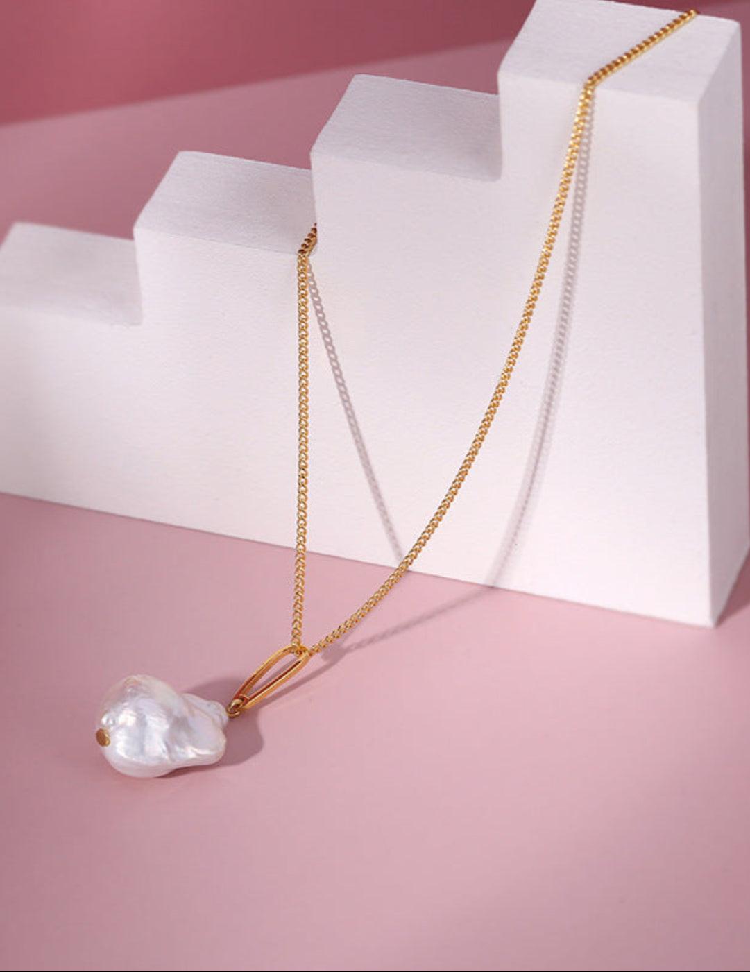 Baroque Pearl Pendant Long Necklace - Gembea Jewelry