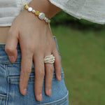 Hand-woven Multi-layer Small Rice Pearl Ring