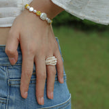 Hand-woven Multi-layer Small Rice Pearl Ring