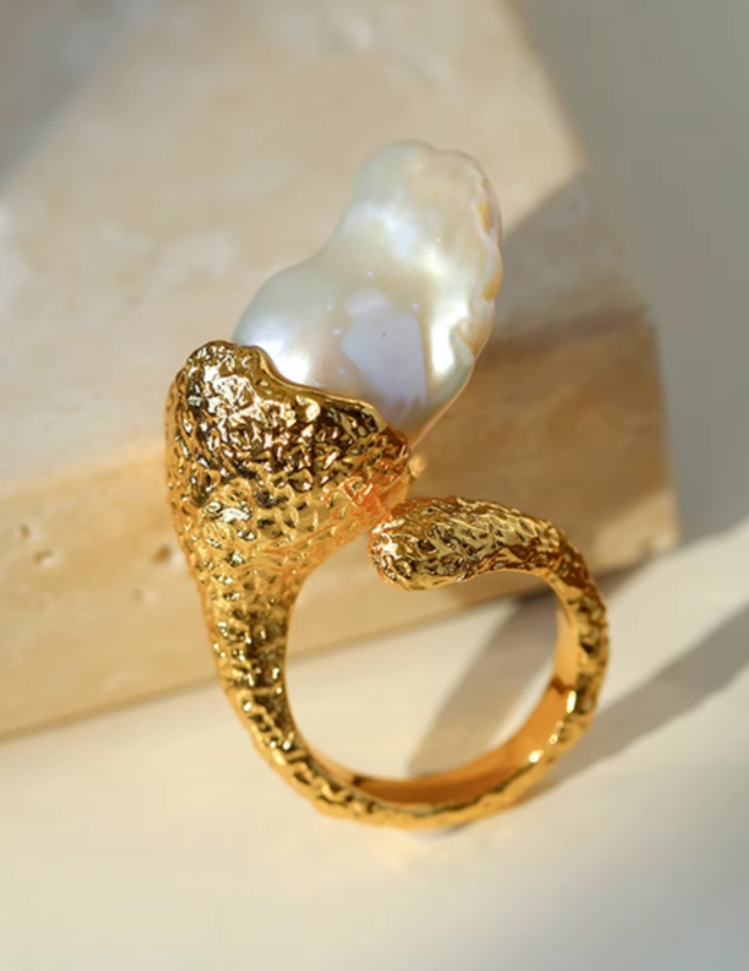 Natural Baroque Pearl Open Ring