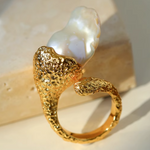 Natural Baroque Pearl Open Ring