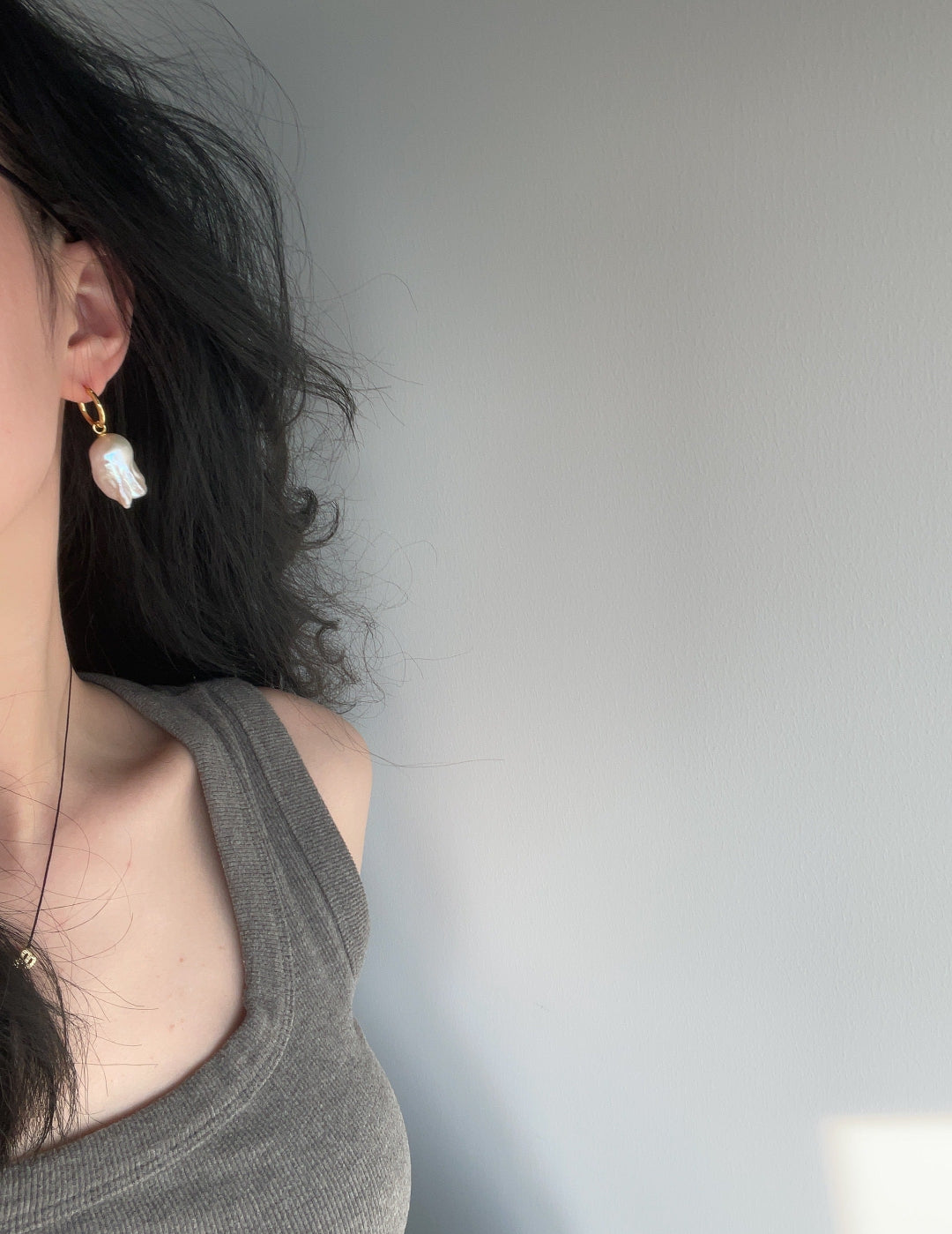 Baroque Pendant Hoop Earrings