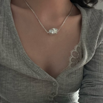 Sterling Silver Chain Baroque Pearl Pendant Necklace