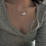 Sterling Silver Chain Baroque Pearl Pendant Necklace