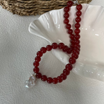 Red Agate Baroque Pearl Pendant Necklace