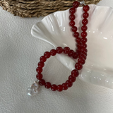 Red Agate Baroque Pearl Pendant Necklace