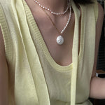 Round Baroque Pendant Chain Pearl Necklace